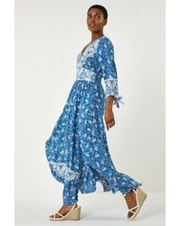 Roman - Paisley Print Frill Hem Maxi Dress - Lyst