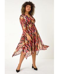Roman Curve - Abstract Print Stretch Wrap Dress - Lyst