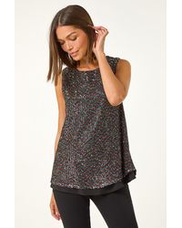 Roman - Split Back Sequin Top - Lyst