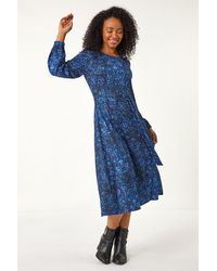 Roman Petite - Abstract Paisley Print Midi Dress - Lyst
