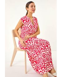 Roman - Aztec Print Midi Smock Dress - Lyst