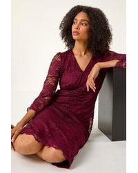 Roman - Corded Lace Midi Occasion Dress - Lyst