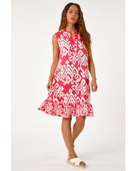Roman Petite - Aztec Print Frill Hem Dress - Lyst