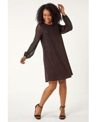 Roman Petite - Chiffon Sleeve Sparkle Dress - Lyst
