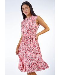 Roman Petite - Ditsy Floral Print Frill Hem Dress - Lyst
