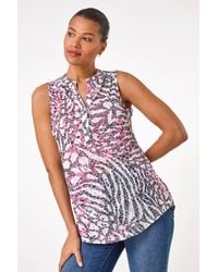 Roman - Animal Print Burnout Vest Top - Lyst
