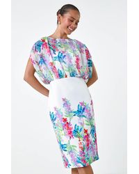 Roman Petite - Floral Chiffon Blouson Overlay Dress - Lyst