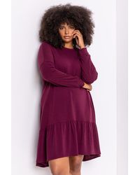 Roman Curve - Frill Hem Long Sleeve Dress - Lyst