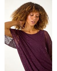 Roman - Animal Burnout Mesh Bubble Hem Top - Lyst