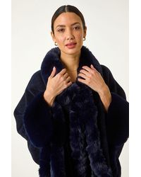 Roman - Classic Faux Fur Trim Cape - Lyst