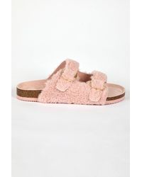 Roman - Faux Fur Double Buckle Slipper - Lyst