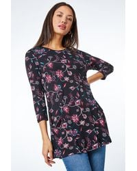 Roman - Floral Print Pocket Detail Swing Top - Lyst