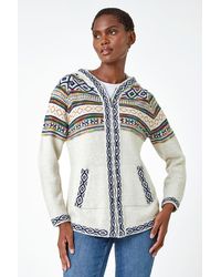 Roman - Nordic Print Knitted Zip Up Hoodie - Lyst