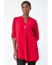 Roman - Longline Button Detail V-Neck Blouse - Lyst