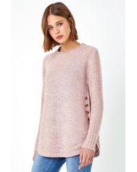 Roman - Button Detail Curved Hem Jumper - Lyst