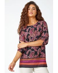 Roman - Paisley Border Print Stretch Tunic Top - Lyst