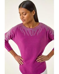 Roman - Embellished Neck Knit Jumper - Lyst