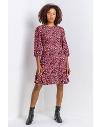 Roman - Floral Print Frill Hem Tea Dress - Lyst