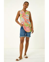 Roman - Burnout Leaf Print Vest Top - Lyst