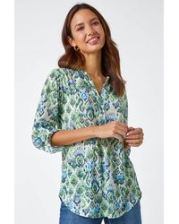 Roman - Aztec Burnout Print Relaxed V-Neck Tunic Top - Lyst