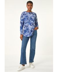 Roman - Floral Ribbed Knit Top - Lyst