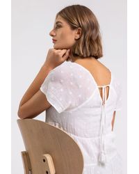 Roman - Tie Back Embroidered Cotton Top - Lyst