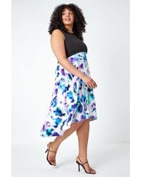 Roman Curve - Premium Stretch Abstract Midi Dress - Lyst