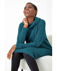 Roman - Roll Neck Knitted Jumper Dress - Lyst