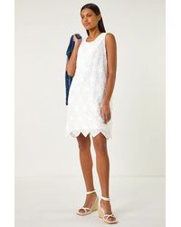 Roman - Flower Embroidery Shift Dress - Lyst