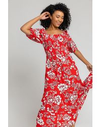 Roman Petite - Floral Print Shirred Bodice Maxi Dress - Lyst