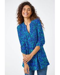 Roman - Abstract Spot V-Neck Pintuck Jersey Tunic Top - Lyst