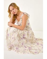 D.u.s.k - Floral Print Ruffle Maxi Dress - Lyst