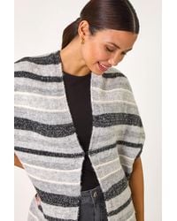Roman - Striped Short Sleeve Knit Cardigan - Lyst