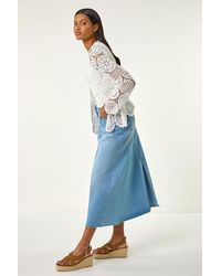 Roman - Crochet Detail Knit Cardigan - Lyst