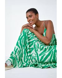 Roman - Animal Print Halter Neck Maxi Dress - Lyst