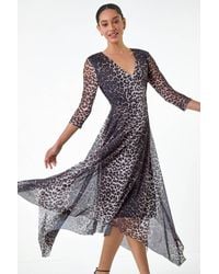 D.u.s.k - Animal Stretch Mesh Hanky Hem Wrap Dress - Lyst