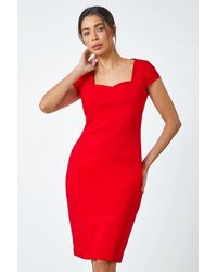 Roman - Sweetheart Neck Fitted Stretch Dress - Lyst