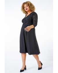 Roman Curve - Sequin Lace Wrap Dress - Lyst