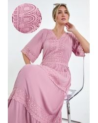 Roman - Dusk Fashion Tiered Lace Detail Maxi Dress - Lyst