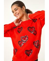 Roman - Cozy Knit Heart Sequin Jumper - Lyst