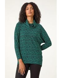 Roman - Print Relaxed Cowl Neck Tunic Top - Lyst