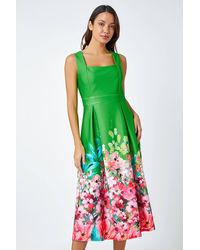 Roman - Premium Stretch Floral Midi Dress - Lyst