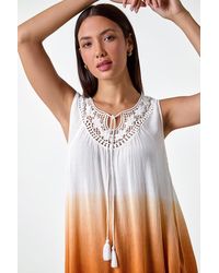 Roman - Cotton Lace Detail Ombre V-Neck Vest Top - Lyst