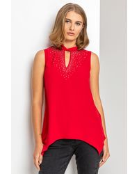 Roman - Sparkle High Neck Keyhole Top - Lyst