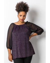 Roman Curve - Glitter Pleat Detail Top - Lyst