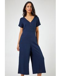Roman - Cotton Blend Culotte Jumpsuit - Lyst