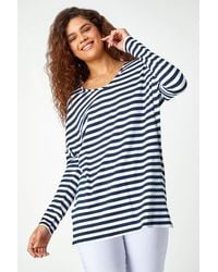 Roman - Stripe Print Tunic Stretch Top - Lyst