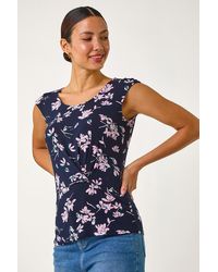 Roman - Floral Twist Front Top - Lyst