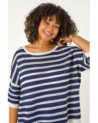 Roman Curve - Crochet Stripe Knit Top - Lyst