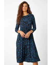Roman - Twist Waist Animal Print Stretch Dress - Lyst